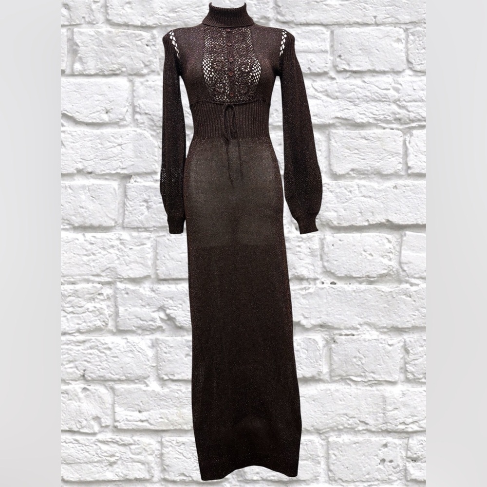 Vintage Wenjilli 70’s Metallic Knit Maxi Dress *Orig Tags Attached*